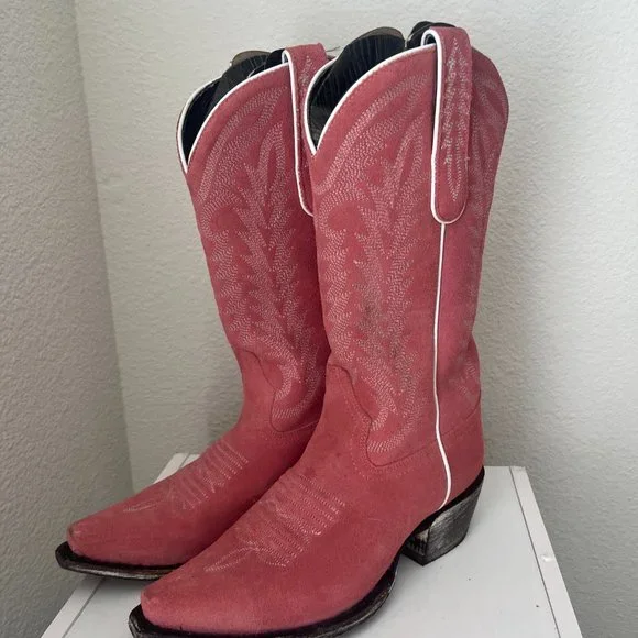 Liberty Black Caborca Silver Tracy Gamuza Cowboy Boot, pink, size 7 - Picture 3 of 3
